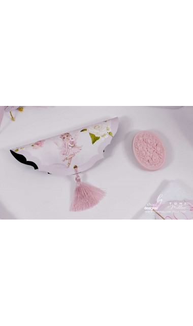 Trusou de botez personalizat prin brodare roz Zane 16